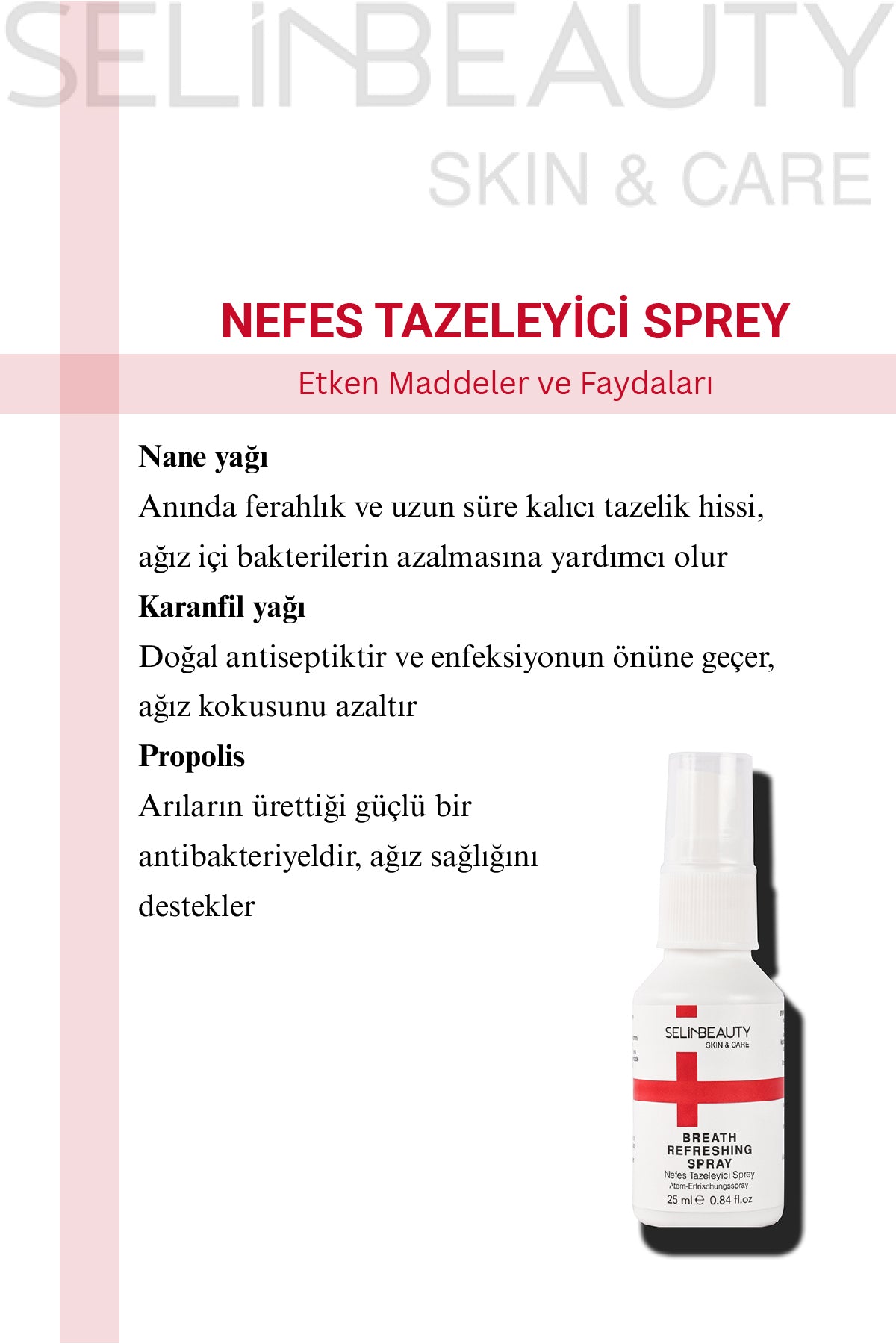 Skin&Care Nefes Tazeleyici Ağız Kokusu Önleyici Spreyi